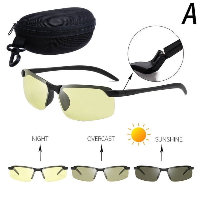 Men Photochromic Sunglasses with Polarized Lens Storage Box for Driving Fishing Outdoor New