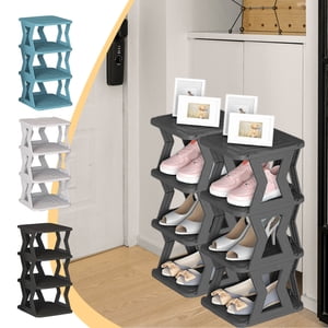 Sentmoon Shoe Rack Shoe Rack 4 Tier Household Doorway Sturdy Narrow Small Crevice Entry Shoe Cabinet Multifunctional Shoe Storage Shelves for Bedroom Closet Entrance Hall Bedroom