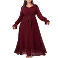 thumbnail image 2 of Ovzne Robes pour Femmes Robe de Plage Femmes Grande Taille Taille Haute Mode Élégante Chiffon Manches Longues Longue Robe de Soirée Robe pour Femmes Manches Longues Liquidation, 2 of 7