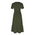 thumbnail image 3 of Fshaion Robe d'Été pour Femmes 2024 Grande Taille Décontractée à Manches Courtes Col Ras du Cou Robe Décontractée Fluide à Volants Maxi Robe de Plage avec Poches Liquidation à Moins de 10!, 3 of 5