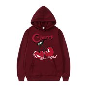 Men's Hoodie Cherry Pattern Pullover Long Sleeve Drawstring Casual Hoodie Sweatshirt 2 Pce Sweatshirts Mens Hoodies Medium Sweatshirt Pullover Hoodies Hooded Sweaters for Men Mens 2xl Hoodies