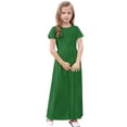 thumbnail image 4 of biudgviw Robe Maxi pour Filles à Manches Courtes, Col Ras du Cou, Couleur Unie, Robe Trapèze Décontractée, Robe d'Été Longue avec Poches, 4 of 6