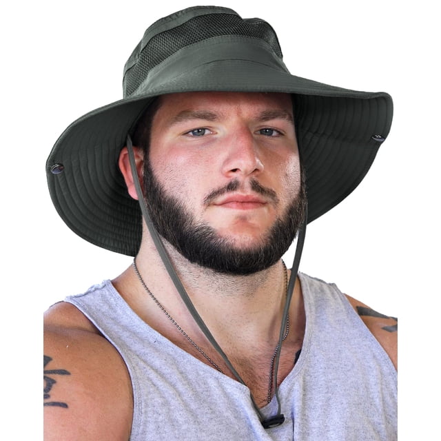 GearTOP Wide Brim Sun Hat for Men and Women - Mens Bucket Hats with UV Protection for Hiking. Sun Hat Women UPF 50+(Dark Grey, 7-7 1/2)