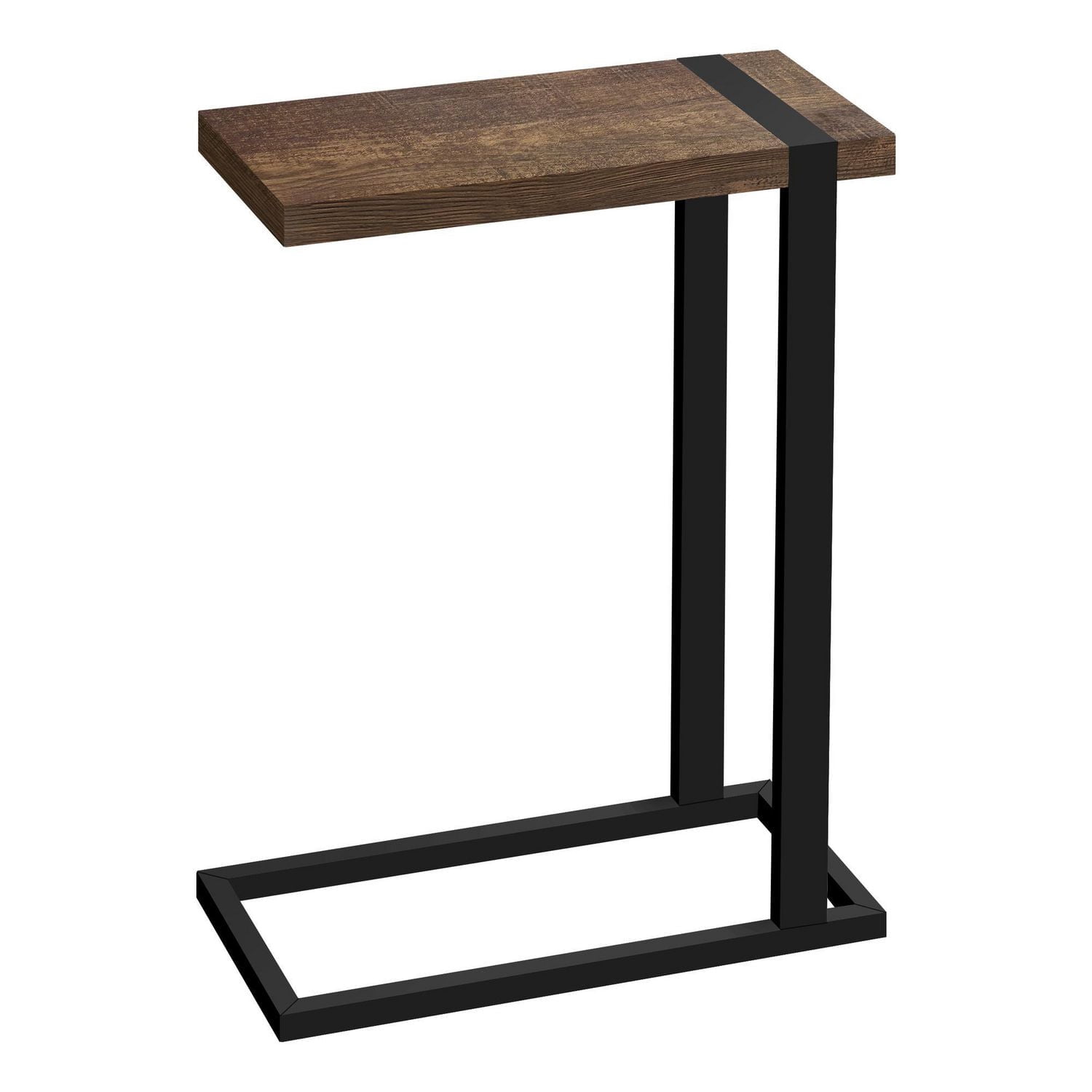 Monarch Specialties Table D'appoint, En Forme De C, Bout, Côté, Collation, Salon, Chambre À Coucher, Métal, Stratifié, Brun, Noir, Contemporain, Moderne