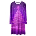 thumbnail image 4 of Splozh Robe Fille Enfants Manches Longues Robe de Noël pour Fille Imprimé Bal Fête Fête de Noël Robes de Fille Violet,11-12 Ans, 4 of 5