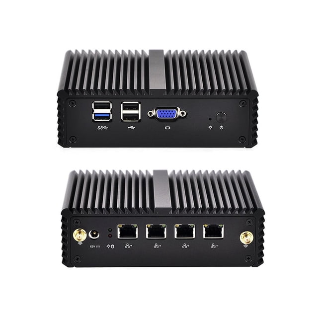Cheap Mini PC with 8GB RAM and 64GB SSD, Support 2.5" SATA HDD, Bay Trail j1900 Mini PC Quad core 2.0 GHz, Fanless Mini PC with 4 LAN Ports