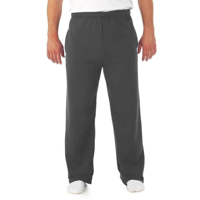 Jerzees Mens NuBlend Pocketed Open-Bottom Sweatpants, 3X, Black Heather