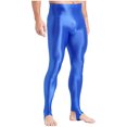 thumbnail image 3 of YUUMIN Men's Shiny Compression Pants Oil Glossy Stretchy Workout Sports Base Layer Trousers Blue A L, 3 of 6