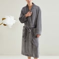 thumbnail image 4 of Womens Soft Warm Robe, Fleece Thick Long Sleeve Bathrobe, Unisex Fall Winter Flannel Pajamas Robes with Pockets Gray XL, 4 of 5