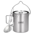 thumbnail image 1 of 750ml Stainless Steel Pot Portable Water Mug Cup with Lid and Foldable Handle Outdoor Camping, 1 of 8