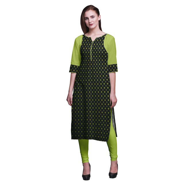 Bimba Robe Kurti Longue en Coton Imprimé Tunique Droite Robes pour Femmes Haut Indien-Petit