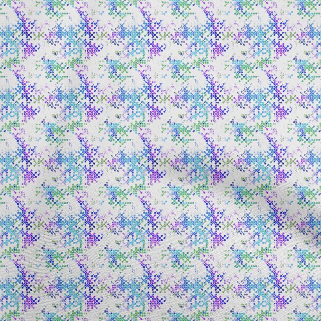 oneOone Polyester Spandex Medium Blue Fabric Abstracts Fabric For Sewing Printed Craft Fabric By The Yard 56 Inch Wide