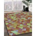 thumbnail image 3 of Ahgly Tapis Rond Lavable en Machine Intérieur Transitionnel Rouge Châtaigne, 5 Pieds Rond, 3 of 7