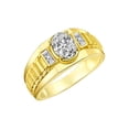thumbnail image 3 of RYLOS Men's Rings 14K Yellow Gold Ring Classic Designer Style 8X6MM Oval Gemstone & Diamond Ring White Topaz Birthstone Rings For Men Size 12, 3 of 7