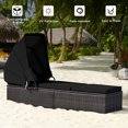 thumbnail image 4 of Gymax Rattan Patio Chaise Lounge Chair W/ Adjustable Canopy Black Cushion, 4 of 10
