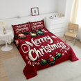 thumbnail image 4 of Red Christmas Bedding Set,Merry Christmas Comforter Sets Full Size,Christmas Tree Stars Bed Set,Winter Snowflake Down Comforter, 4 of 7