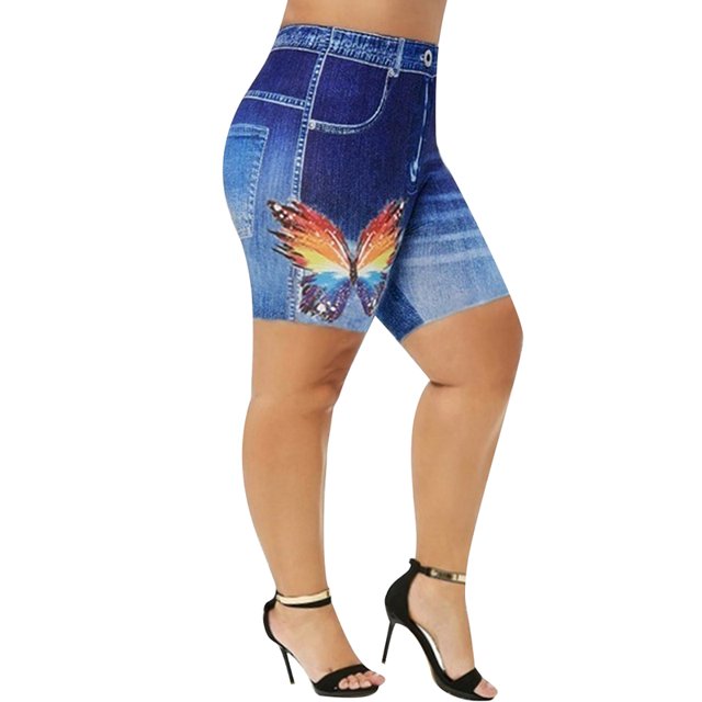 JDinms Shorts en Faux Jean à Imprimé Floral en Denim pour Femmes