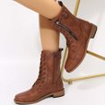 thumbnail image 4 of LSLJS Bottes d'Hiver pour Femmes à Couleur Unie, Mi-Mollet, à Talons Bas, Bout Rond, Fermeture Éclair Latérale, Chaussures; Bottes Plates pour Femmes; Bottes pour Femmes, 4 of 6