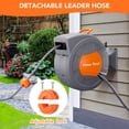 thumbnail image 4 of Bingirl Garden Hose Reel, 1/2 in x 65 ft Wall Mounted Retractable Water Hose Reel with 9 Function Sprayer Nozzle, Any Length Lock, Swivel Bracket, Rewind and Return System, 4 of 7