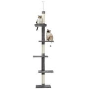PAWZ Road 95-107" Adjustable Height Cat Tree Floor to Ceiling Cat Tower for Indoor Pet Cat toy Gray