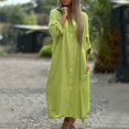 thumbnail image 2 of Kcodviy Chemise-Robe Unie pour Femme Robes pour Femmes pour le Travail Jupe Longue Décontractée Longues Robes pour Femmes Décontractées d'Été Robe Cardigan à Manches, 2 of 5