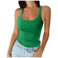 thumbnail image 1 of Women Spaghetti Strap Scoop Neck Ribbed Tank Tops Slim Fitted Cotton Camisole Basic Sleeveless Layering Shirts, 1 of 5