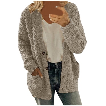 2025 Women Casual Plus Size Sueter Para Mujer Para Plush Sweater Pockets Outerwear Scrub Jackets for Woman Buttons Cardigan