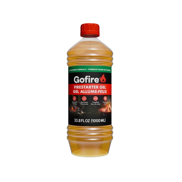 Gofire Easy to Use Ethanol Fire Gel Fire Starter. Features Clean-Burning, Odorless Fuel, Perfect for Charcoal Grills. 1 pack, 1000 ml