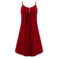 thumbnail image 1 of Innerwin Strappy Slip Dresses Spaghetti Strap Ladies Short Mini Dress Party Button Baggy Swing A-Line Sundress Wine Red L, 1 of 5