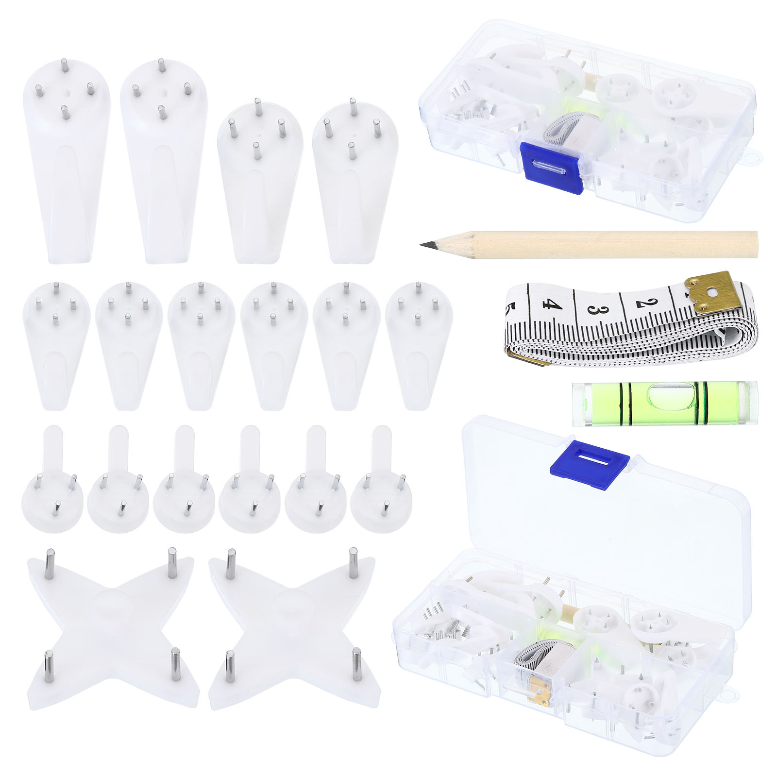 Unique Bargains 7-35 lbs Picture Hangers Invisible Photo Wall Hanging Hooks Nails Hardware Wall Pins Picture Hanging Kit 2 Set