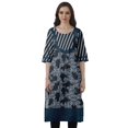 thumbnail image 1 of Moomaya Robes Indiennes pour Femmes Décontractées d'Été Imprimées Manches 3/4 Longue Kurta, 1 of 6