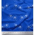 thumbnail image 1 of Soimoi Blue Modal Satin Fabric Bow & Dots Print Sewing Fabric Yard 42 Inch Wide, 1 of 5