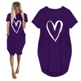 thumbnail image 5 of Pisexur Robe Maxi pour Femme Grande Taille Été Décontractée à Imprimé Cœur à Manches Courtes Col Rond Ample Unie Chemise de Nuit Plissée Robe de Sommeil Confortable avec Poches, 5 of 5
