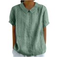 thumbnail image 1 of Timegard Hauts pour Femmes Col à Œillets Boutons au Dos Manches Courtes Blouse Confortable Décontractée Chic, 1 of 6