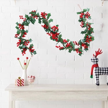 Dvkptbk Real Touch Christmas Garland 5.7ft Norfolk Pine Garlands for Decoration Christmas Garland with Berries and Pine for Outdoor Indoor Staircase Mantle Wall Decor