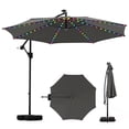 thumbnail image 1 of Costway 10 FT Solar Offset Hanging Umbrella with 96 Solar Multi-colored Flowing LED Lights Gray, 1 of 10