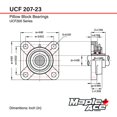 thumbnail image 4 of MAPLE ACE UCF207-23 R3 Triple-Lip Seal Flange Bearing 1-7/16" Bore 4-Bolt Solid, 4 of 5