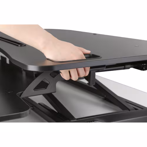 thumbnail image 3 of Amer Mounts Sit/Stand 37.4" Height Adjust Desk - EZRiser36 Height Adjustable Sit/Stand Desk Computer Riser, Dual Monitor Capable, 37.4" wide with Keyboard Tray - Noir Finish, 3 of 4