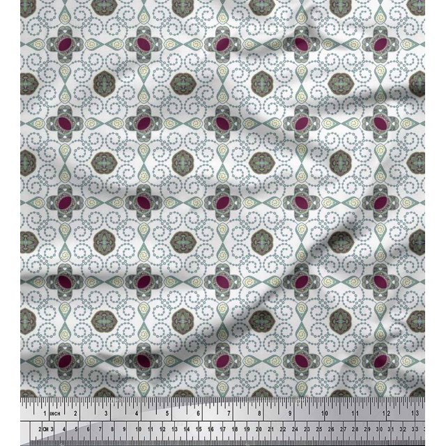 Soimoi Velvet Fabric Swirl & Floral Patchwork Print Fabric by The Yard 58 Inch Wide