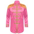 thumbnail image 3 of iiniim Mens 60s Hipper Costume High Slit Gold Trim Add Accessories Sergeant Icon Hippy Fancy Dress Up Hot Pink XL, 3 of 6