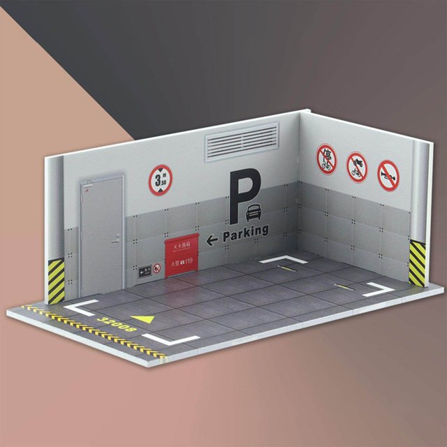 facefd 1:32 Parking Lot Model Car Diecast Garage for Diorama Collection Background 32008 Gray