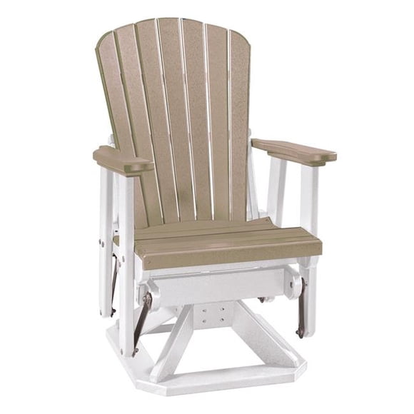 American Furniture 510WWWT Os Maison et Bureau Modèle Dossier en Éventail Pivotant Berceuse Weatherwood Chaise avec Base Blanche, Gris