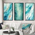 thumbnail image 1 of Designart "Turquoise Impressions Waves of Infinity VII" Abstract Painting Framed Wall Art Set Of 3 - Turquoise Modern Frame Gallery Set For Office Decor, 1 of 6