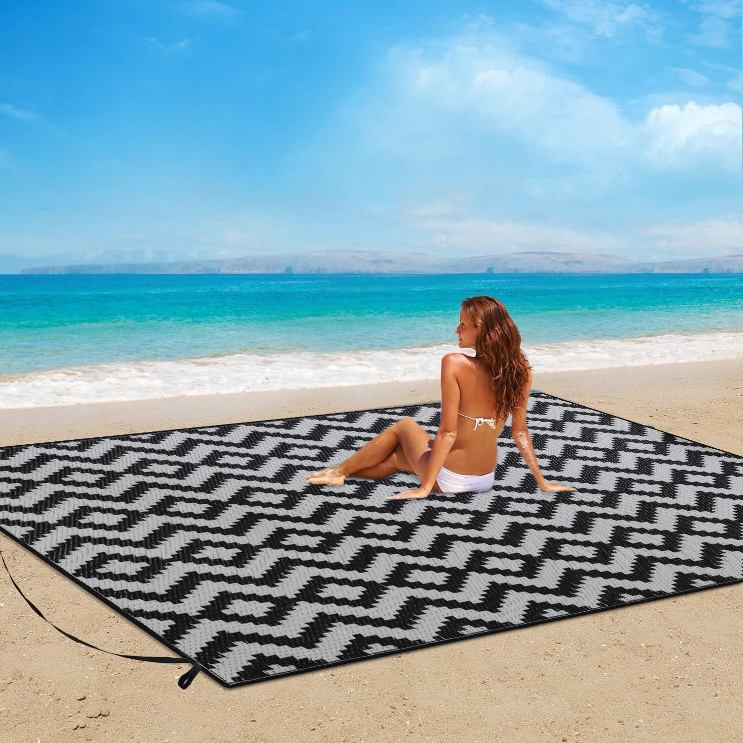 Mainstays 48"x72", polypropylène 100% recyclé, pique-nique extérieur, tapis de plage de Camping Diamond - tapis de plage léger