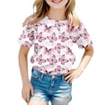 thumbnail image 4 of T-shirts Filles Manches Courtes Imprimé Papillons Décontracté Hauts Filles Rose 6-7 Ans, 4 of 4