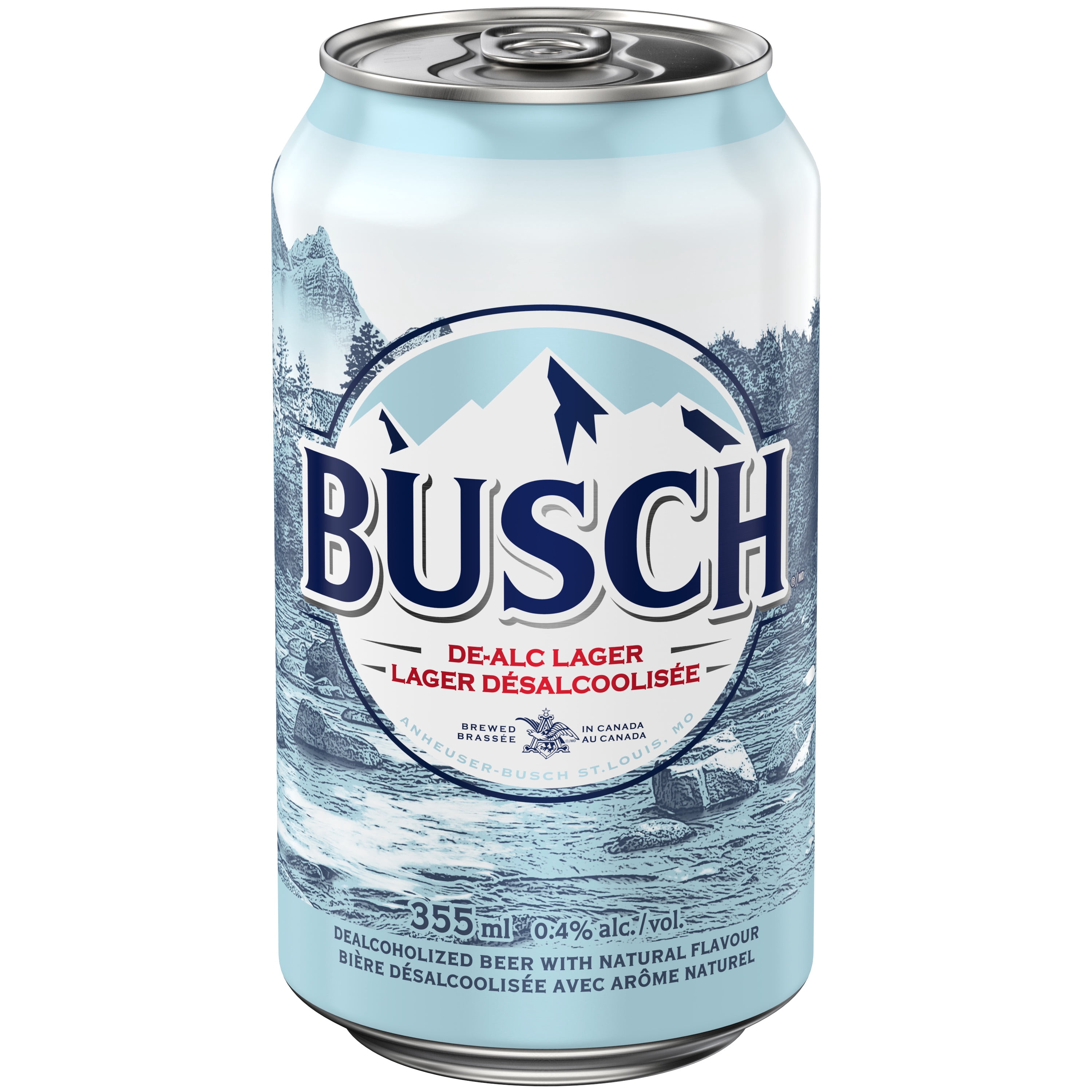 Busch De-alcoholized Beer, 355mL Cans, Smooth Taste, 0.4% Alcoholic Beer