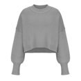 thumbnail image 4 of Timegard Womens Sweaters Cropped Crewneck Long Sleeve Drop Shoulder Pullover Fall Loose Knitted Tops, 4 of 9