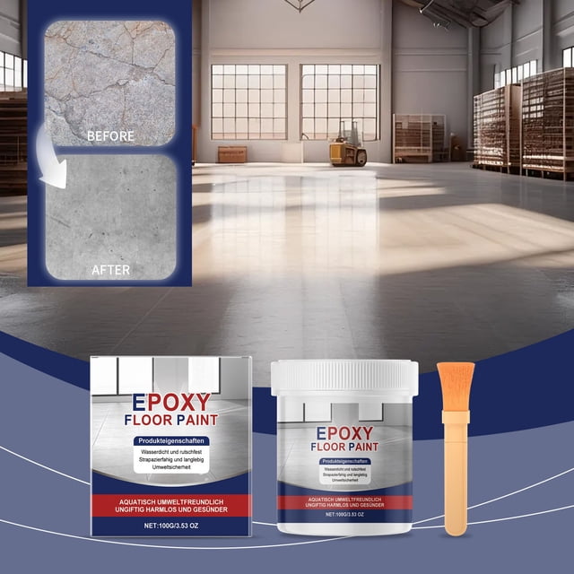 Kadlawus Epoxy Floor Coating for Garage, Water-Based Ceramic Tile Effect Floor Paint, Waterproof Non-Slip Wear-Resistant Epoxy Coating for Concrete, Basement, Workshop