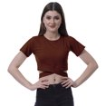 thumbnail image 1 of Moomaya Haut pour Femmes à Ourlet Croisé, Manches Courtes, Col Rond, T-Shirt, Blouse, Hauts, 1 of 6