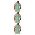 thumbnail image 2 of pitrice Men Shirt Casual Short Sleeve Breathable Replacement Button Down Solid Color Fashionable Home Dating Shirts Top Green XL 3Set, 2 of 6